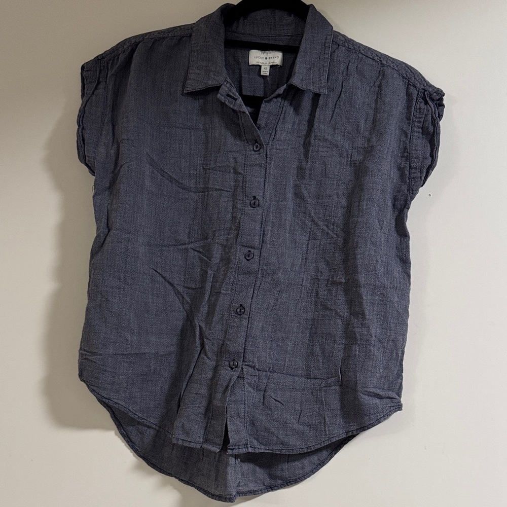 Lucky Brand Navy Button-Up Collared Shirt